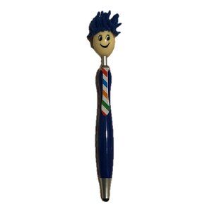 BOGO Mop Head Blue Plastic Ballpoint Pen Stylus Screen Cleaner Smiling Face